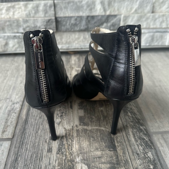 Michael Kors Mavis Open Toe Cage Black Leather Party Cocktail Heels  Size 7 - Picture 9 of 11
